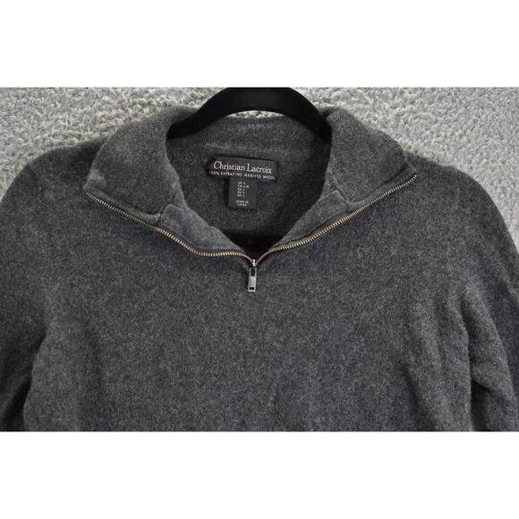 Christian Lacroix 100% Extra Fine Merino Wool Quarter Zip Sweater Men's Large - Picture 2 of 9